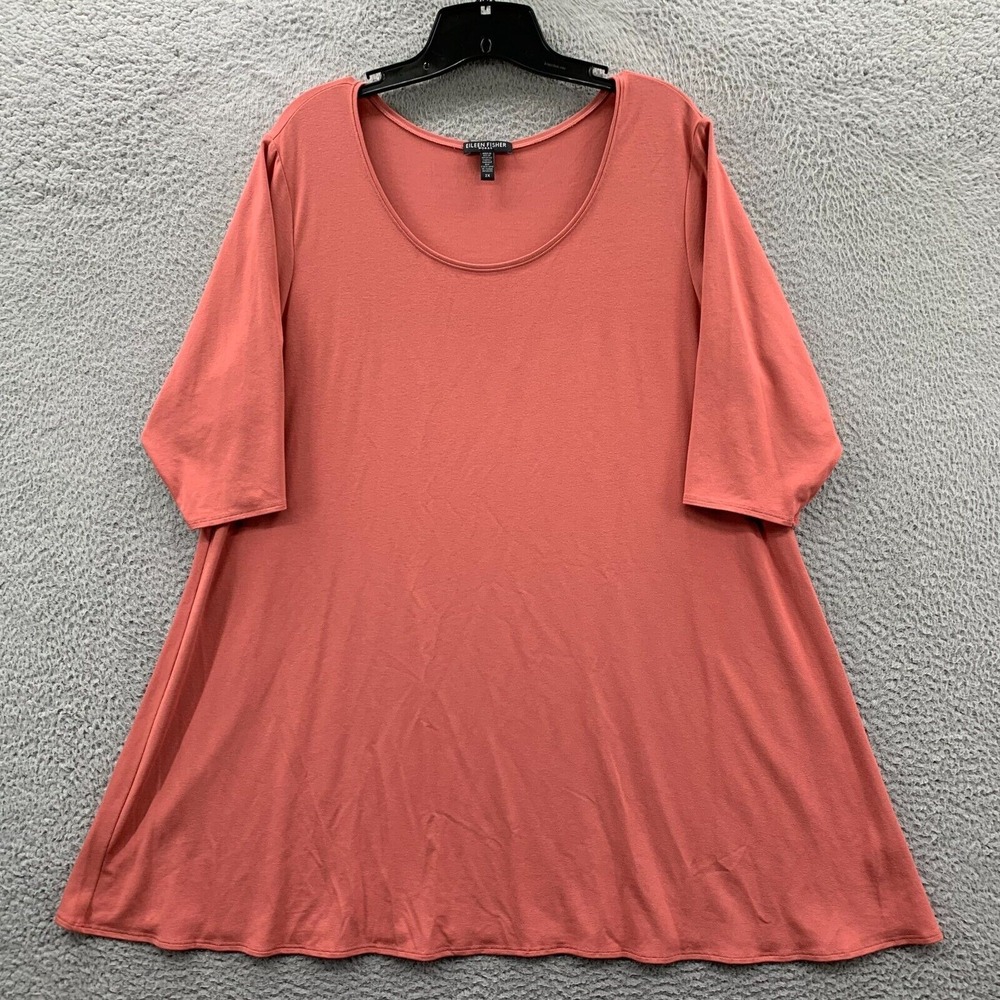 EILEEN FISHER Blouse Womens 2X Top Short Sleeve